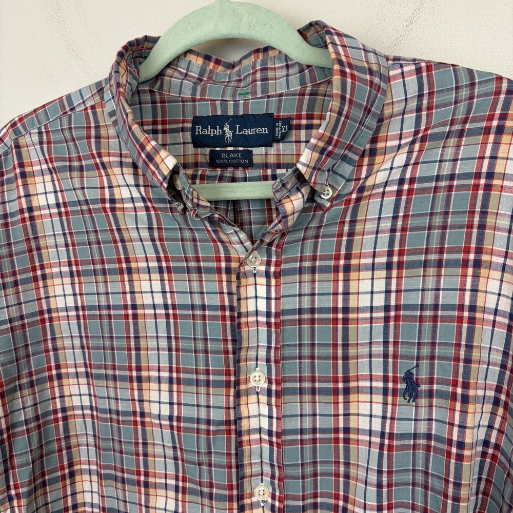 Ralph Lauren Shirt Mens XL Multicolor Plaid Blake Button Down Pony Logo LS